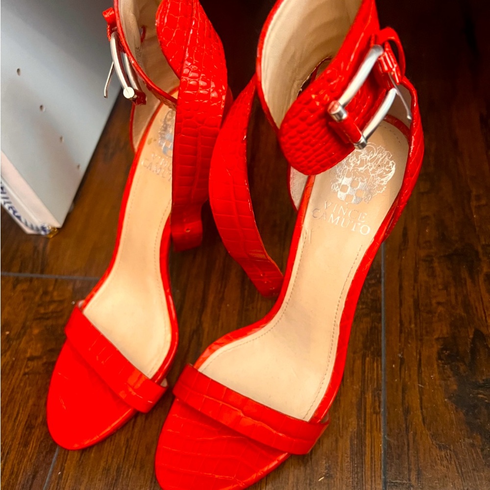 Vince Camuto Red Strappy Ankle Heels size 8